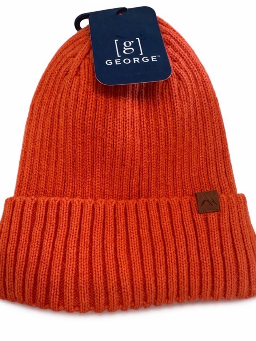 George Men/Woman/ Young Adult Orange Ribbed Knit Beanie